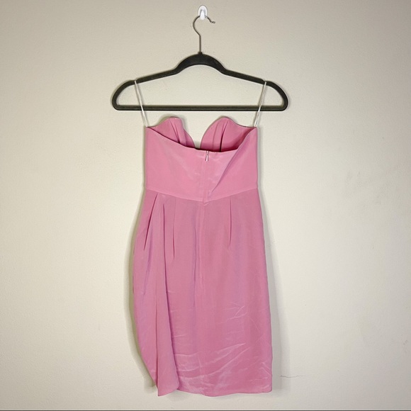 Zimmerman | Pink Blush 100% Silk Sweetheart Strapless Draped Mini Dress Size: 4 - Picture 2 of 8